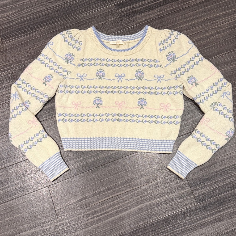 LoveShackFancy Dolana Crop Pullover Sweater - Picture 2 of 14